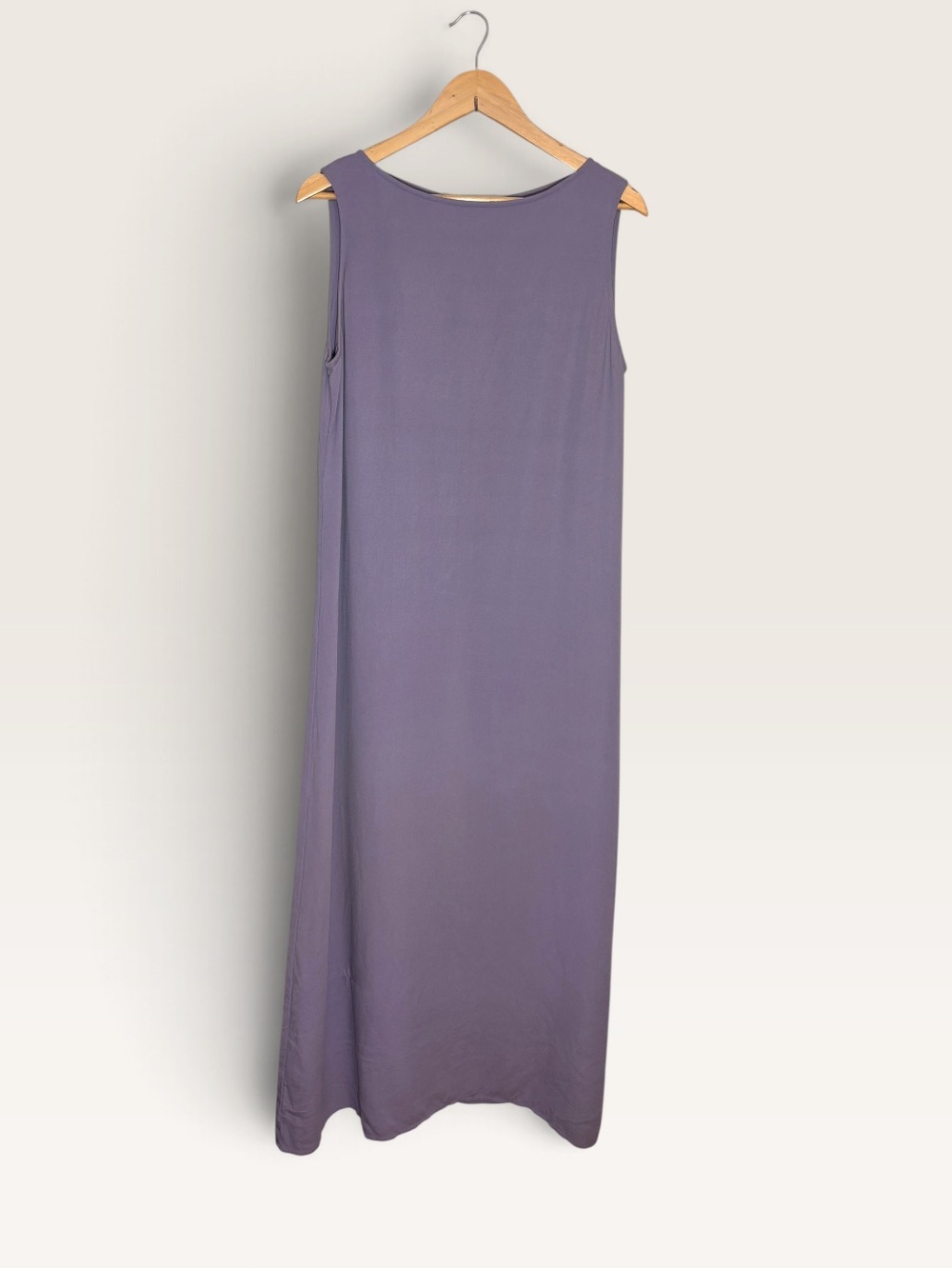 Eileen Fisher Silk Georgette Crepe Maxi Dress M Sleeveless Minimalist Purple